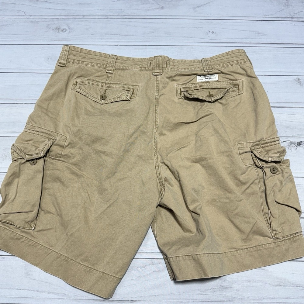 Polo Ralph Lauren Shorts 42 Tan Khaki Beige Cargo Pockets Heavyweight - Picture 4 of 10